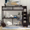 Lit superposé multifonction Okak Twin avec bureau intégré, lit mezzanine avec escalier de rangement, garde-corps de sécurité en bois massif pour enfants et adolescents, montage facile