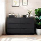 Commode à 6 tiroirs profonds Okak pour chambre, commode de placard moderne en bois, armoire de rangement spacieuse, grande table de chevet pour salon ou entrée