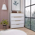 Commode de chambre moderne Okak à 4 tiroirs avec plateau supérieur et tiroirs spacieux, meuble de rangement pour chambre à coucher, entrée, commode en bois