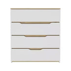 Commode de chambre moderne Okak à 4 tiroirs avec plateau supérieur et tiroirs spacieux, meuble de rangement pour chambre à coucher, entrée, commode en bois