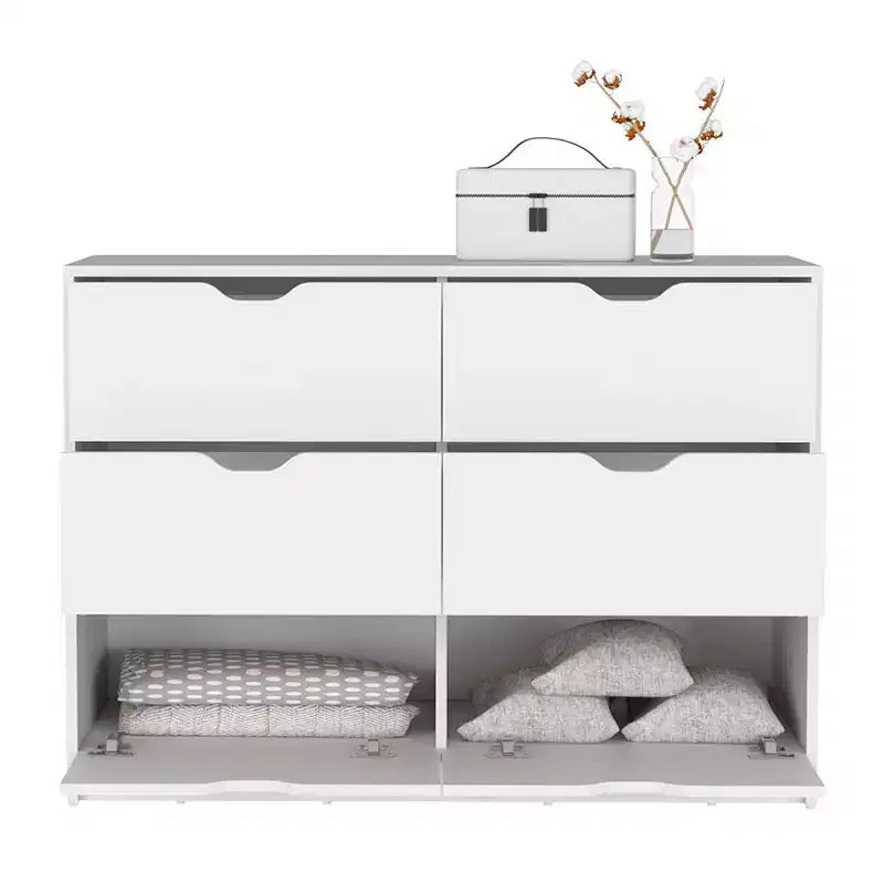 Commode de chambre moderne Okak à 4 tiroirs avec plateau supérieur et tiroirs spacieux, meuble de rangement pour chambre à coucher, entrée, commode en bois