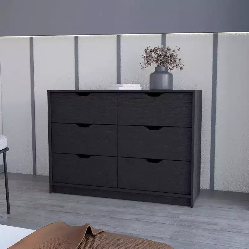 Commode de chambre moderne Okak à 4 tiroirs avec plateau supérieur et tiroirs spacieux, meuble de rangement pour chambre à coucher, entrée, commode en bois