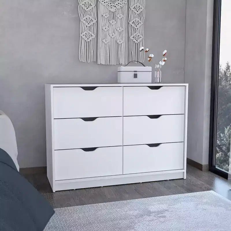 Commode de chambre moderne Okak à 4 tiroirs avec plateau supérieur et tiroirs spacieux, meuble de rangement pour chambre à coucher, entrée, commode en bois