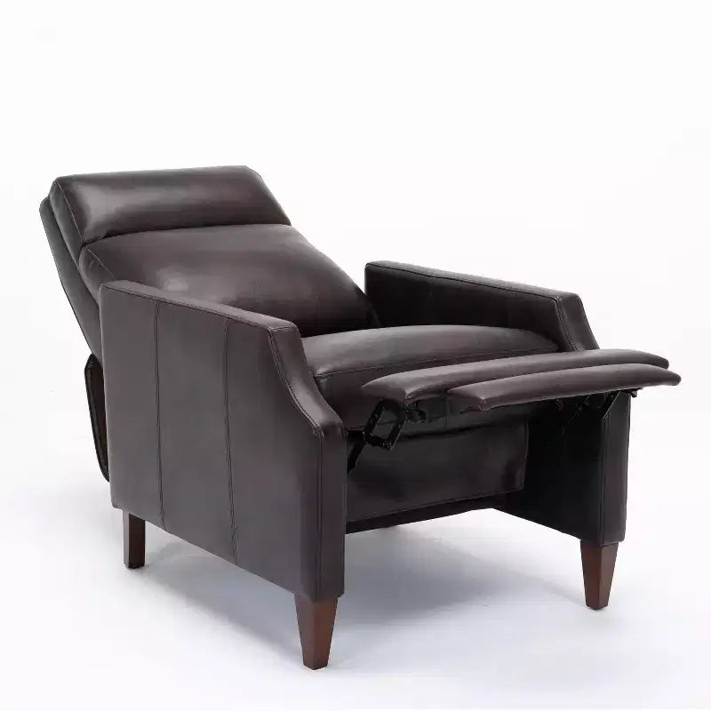 Fauteuil inclinable Okak, fauteuil d'appoint, canapé inclinable en similicuir avec pieds en bois massif pour salon ou chambre à coucher.
