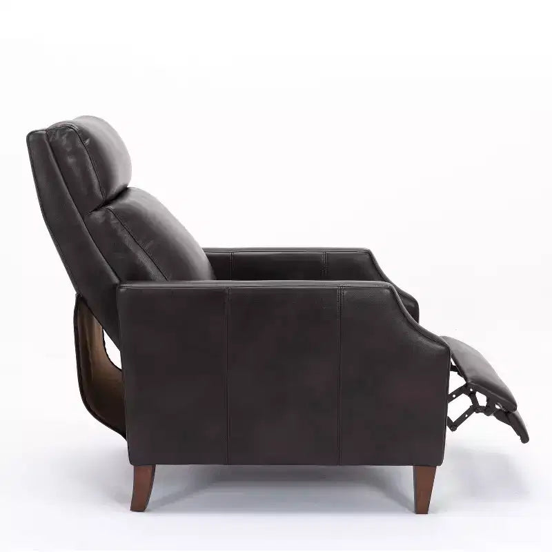Fauteuil inclinable Okak, fauteuil d'appoint, canapé inclinable en similicuir avec pieds en bois massif pour salon ou chambre à coucher.