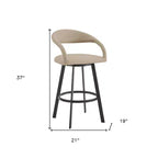 HomeRoots 26" Beige et Noir Similicuir et Fer Chaise de Bar Pivotante à Dossier Bas Hauteur Comptoir