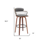 HomeRoots Chaise de bar pivotante à dossier bas 30 po en similicuir gris et brun