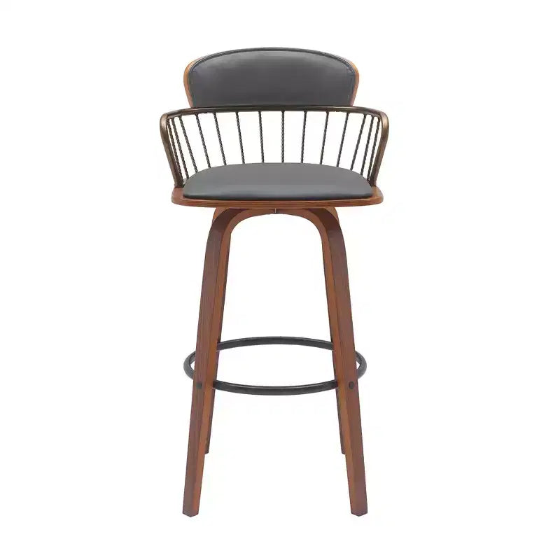HomeRoots Chaise de bar pivotante à dossier bas 30 po en similicuir gris et brun