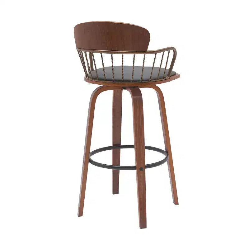 HomeRoots Chaise de bar pivotante à dossier bas 30 po en similicuir gris et brun