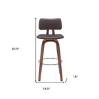 HomeRoots Chaise de bar pivotante basse en similicuir marron et bois, hauteur bar, 30 po
