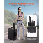 Valise rigide étanche VEVOR, mallette de protection robuste avec mousse prédécoupée, roues et poignées rétractables pour les voyages et la chasse, noire