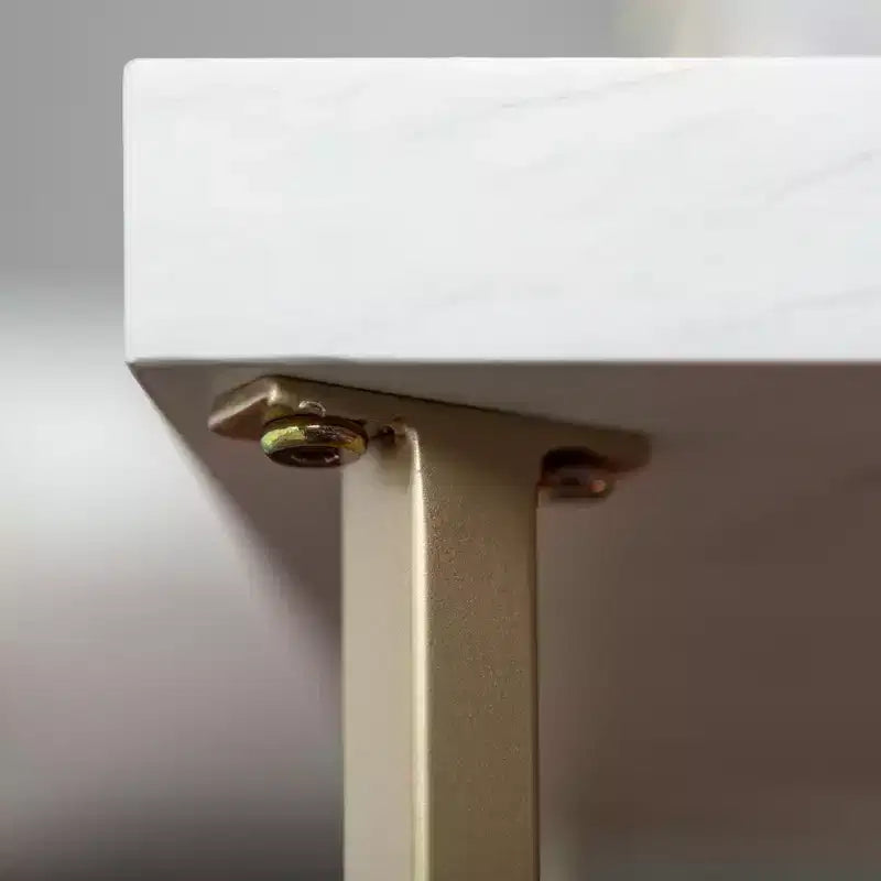 Table basse ronde/rectangulaire Okak avec base en métal en forme de X et plateau en faux marbre, style moderne du milieu du siècle pour salon
