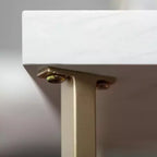 Table basse ronde/rectangulaire Okak avec base en métal en forme de X et plateau en faux marbre, style moderne du milieu du siècle pour salon