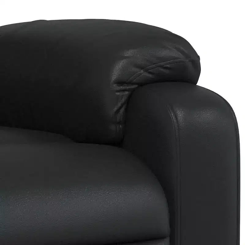 vidaXL Fauteuil inclinable de massage en cuir pour salon, cinéma maison, massage par vibrations à 6 points, dossier et repose-pieds réglables, pochette latérale, noir