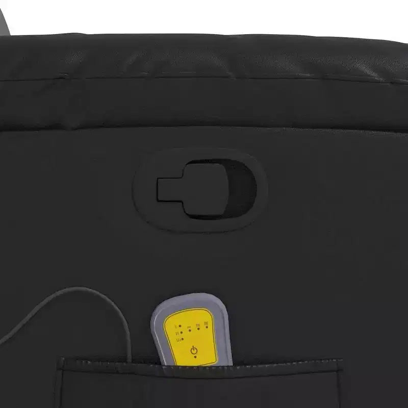 vidaXL Fauteuil inclinable de massage en cuir pour salon, cinéma maison, massage par vibrations à 6 points, dossier et repose-pieds réglables, pochette latérale, noir