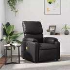vidaXL Fauteuil inclinable de massage en cuir pour salon, cinéma maison, massage par vibrations à 6 points, dossier et repose-pieds réglables, pochette latérale, noir