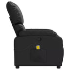 vidaXL Fauteuil inclinable de massage en cuir pour salon, cinéma maison, massage par vibrations à 6 points, dossier et repose-pieds réglables, pochette latérale, noir