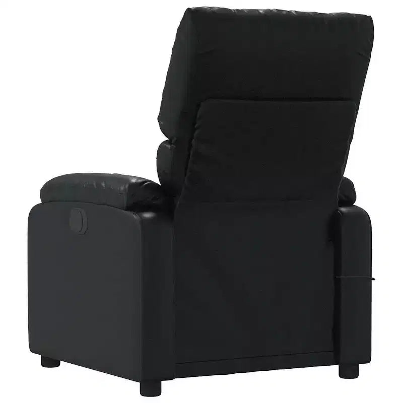 vidaXL Fauteuil inclinable de massage en cuir pour salon, cinéma maison, massage par vibrations à 6 points, dossier et repose-pieds réglables, pochette latérale, noir