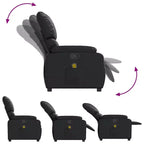 vidaXL Fauteuil inclinable de massage en cuir pour salon, cinéma maison, massage par vibrations à 6 points, dossier et repose-pieds réglables, pochette latérale, noir
