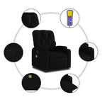 Fauteuil inclinable de massage vidaXL - Similicuir noir, 6 points de vibration, réglable à 135 degrés, porte-gobelets, pochette latérale