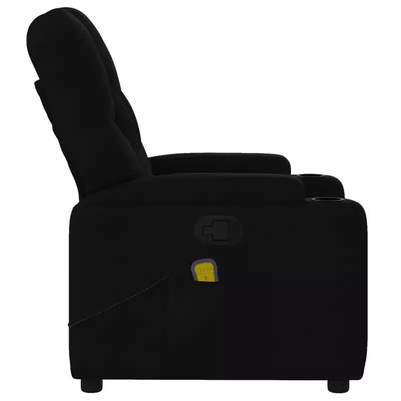 Fauteuil inclinable de massage vidaXL - Similicuir noir, 6 points de vibration, réglable à 135 degrés, porte-gobelets, pochette latérale