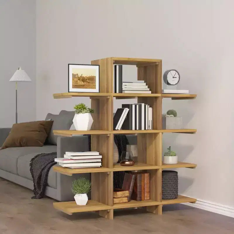 vidaXL Bibliothèque en bois massif - Étagère en teck avec rangement abondant - Finition lisse poncée - Utilisation multi-pièces - Décoration intérieure