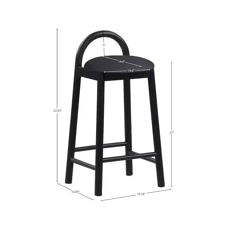 Tabouret en cuir végétalien Calvin noir Meridian Furniture