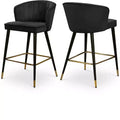 Meridian Furniture,Cassie Black Velvet Stool, Set of 2