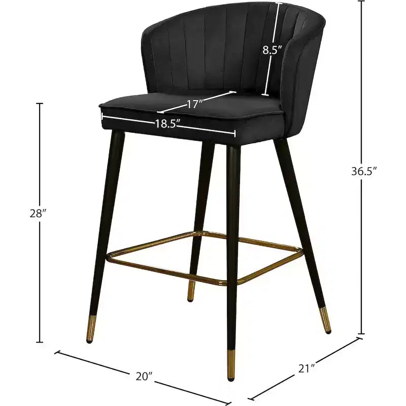 Tabouret Meridian Furniture Cassie en velours noir, lot de 2