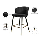 Tabouret Meridian Furniture Cassie en velours noir, lot de 2