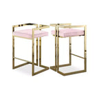 Meridian Furniture,Ezra Pink Velvet Stool, Set of 2