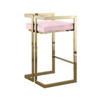 Tabouret en velours rose Meridian Furniture Ezra, ensemble de 2