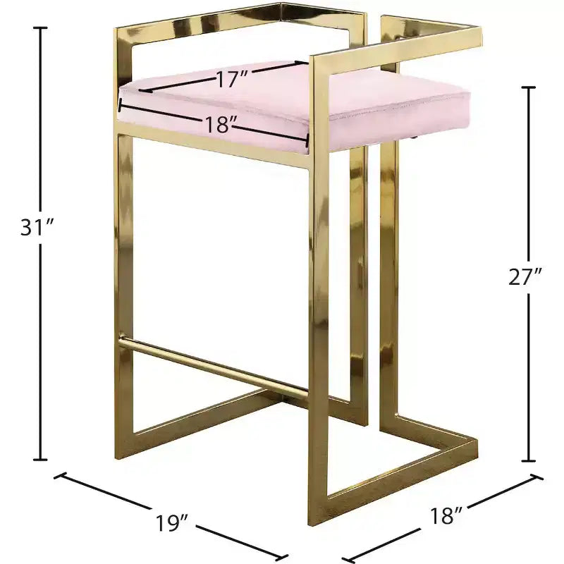 Tabouret en velours rose Meridian Furniture Ezra, ensemble de 2