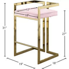 Tabouret en velours rose Meridian Furniture Ezra, ensemble de 2