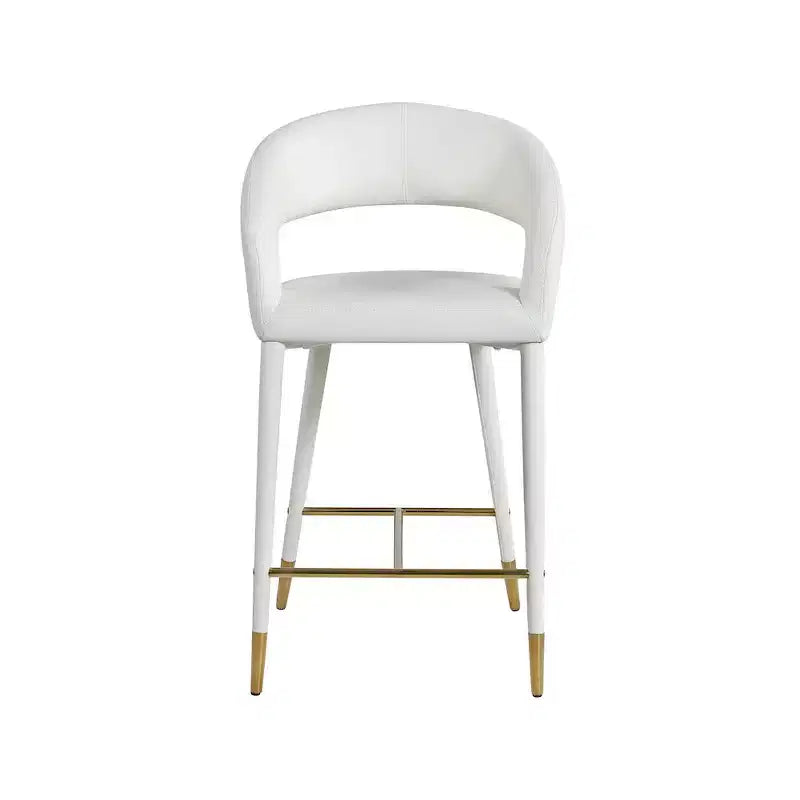 Meridian Furniture, Tabouret Destiny en cuir vegan blanc