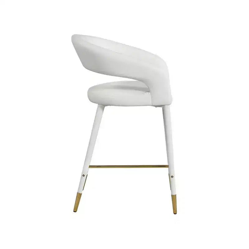 Meridian Furniture, Tabouret Destiny en cuir vegan blanc