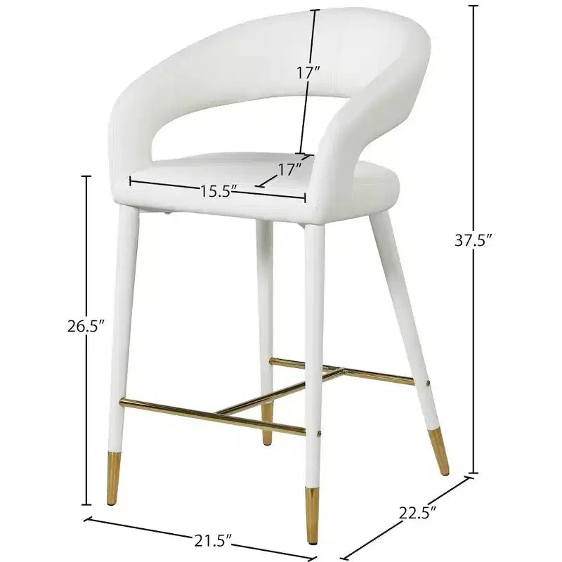 Meridian Furniture, Tabouret Destiny en cuir vegan blanc
