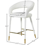 Meridian Furniture, Tabouret Destiny en cuir vegan blanc
