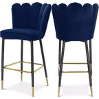 Meridian Furniture,Lily Navy Velvet Stool, Set of 2