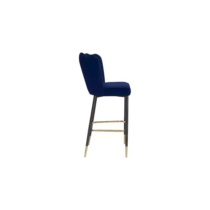 Meridian Furniture, Tabouret Lily en velours bleu marine, lot de 2