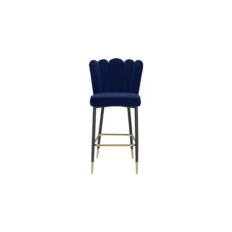 Meridian Furniture, Tabouret Lily en velours bleu marine, lot de 2