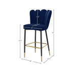 Meridian Furniture, Tabouret Lily en velours bleu marine, lot de 2