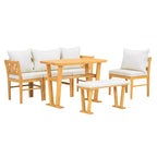 Ensemble de salle à manger 6 pièces pour 6 personnes, ensemble de salle à manger de style ferme, ensemble de table de coin repas peu encombrant pour cuisine et salle à manger, naturel + blanc - ModernLuxe