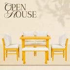 Ensemble de salle à manger 6 pièces pour 6 personnes, ensemble de salle à manger de style ferme, ensemble de table de coin repas peu encombrant pour cuisine et salle à manger, naturel + blanc - ModernLuxe