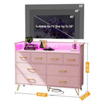 Commode 8 tiroirs avec station de charge et lumières RVB | Commode de chambre large avec 3 prises + 2 ports USB, éclairage LED contrôlé par application pour le jeu