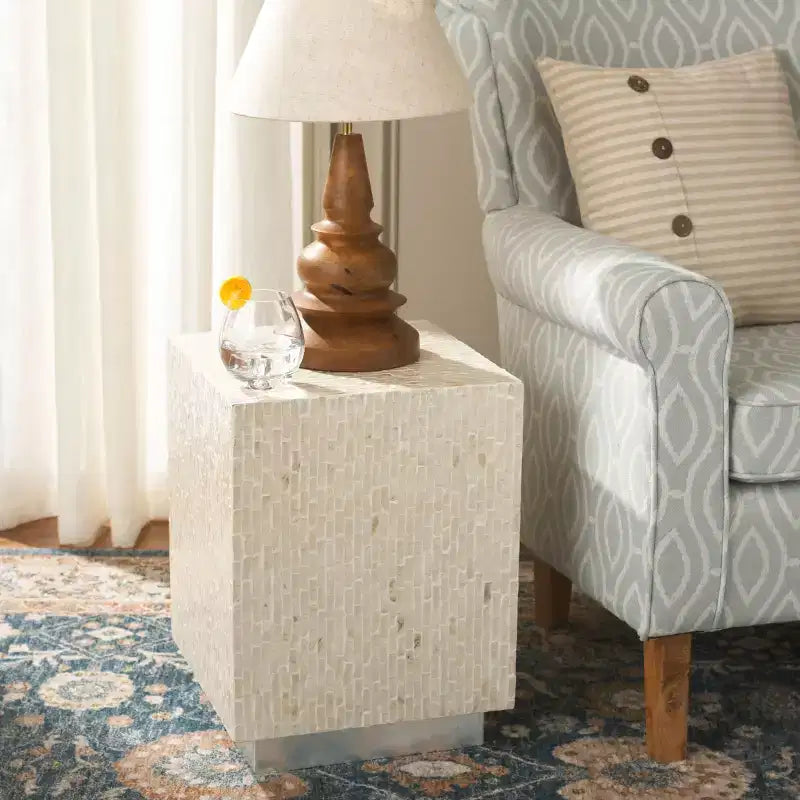 Table d'appoint carrée Scarlett - ACC1809A - Naturel/Argent - Safavieh