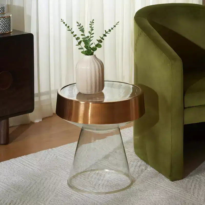 Table d'appoint ronde Szabo - FOX5533A - Or/Transparent - Safavieh Couture