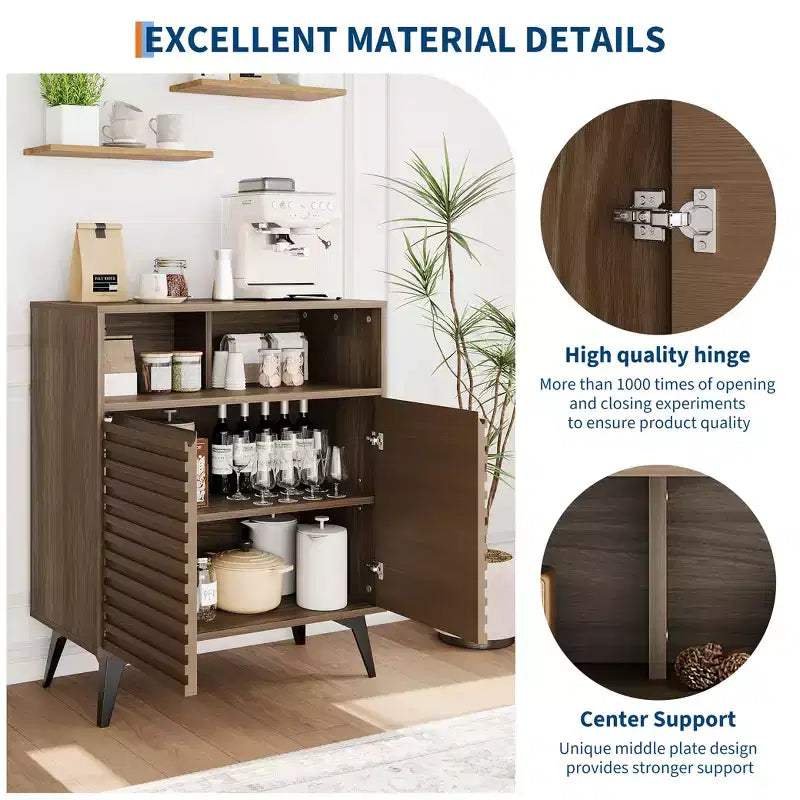 Meuble de rangement cannelé, buffet avec rangement,