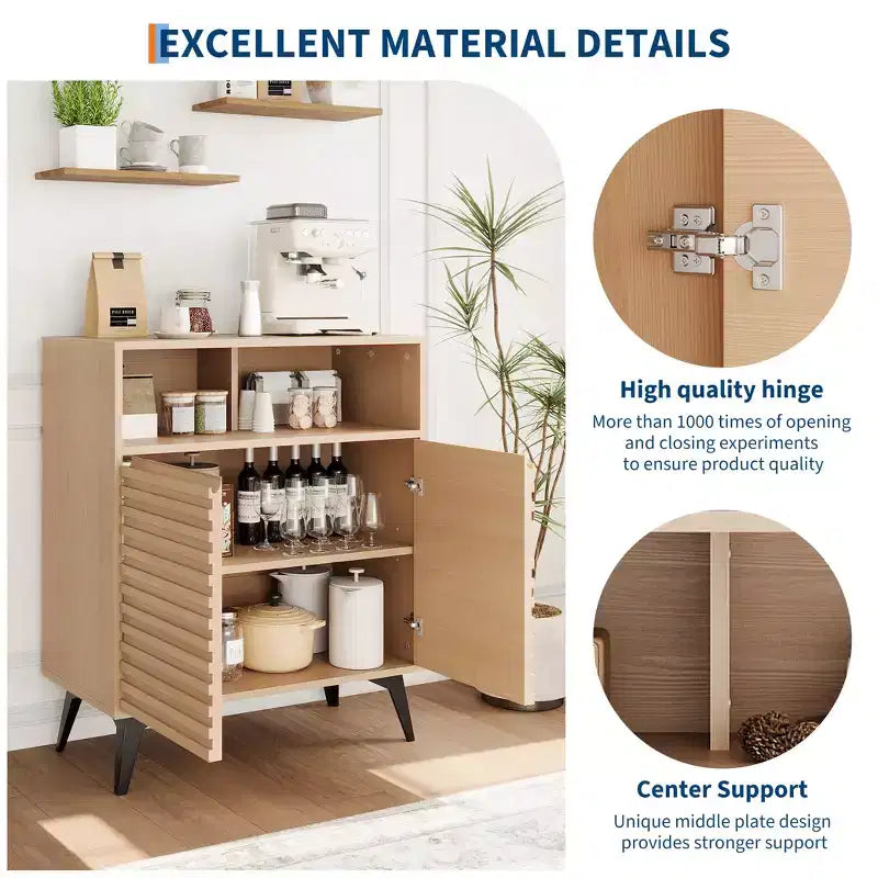 Meuble de rangement cannelé, buffet avec rangement,