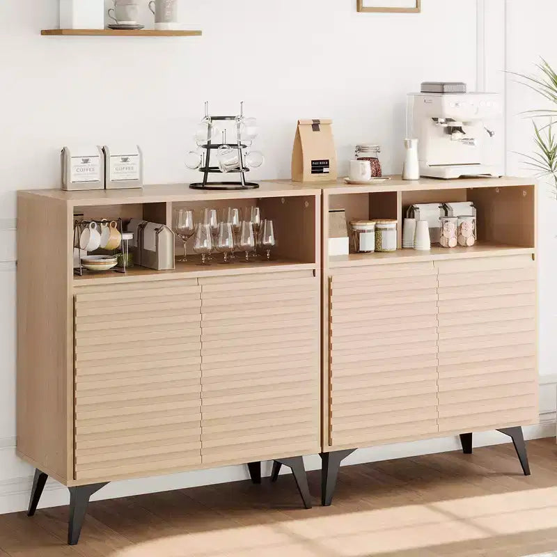 Meuble de rangement cannelé, buffet avec rangement,